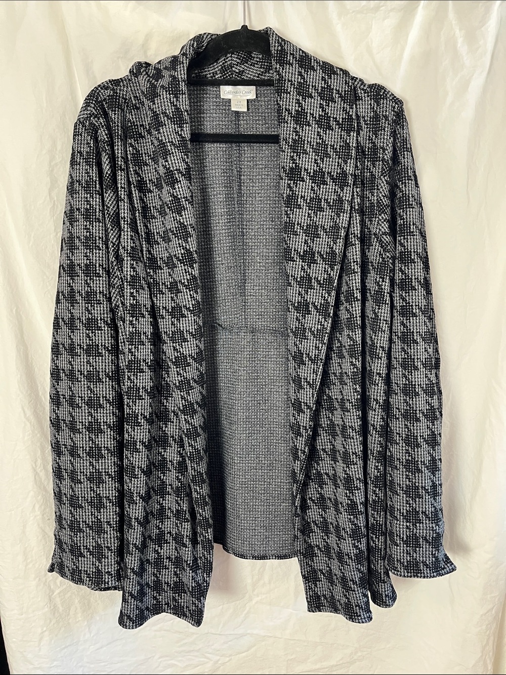 Coldwater Creek Black & Gray Houndstooth Open-Front Cardigan Size 2X